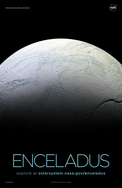 In October 2008, just after coming within about 15 miles (25 kilometers) of the surface of Enceladus, NASA's Cassini captured [this stunning mosaic](https://solarsystem.nasa.gov/resources/137/a-tectonic-feast/) as the spacecraft sped away from this geologically active moon of Saturn. Credit: NASA/JPL-Caltech/Space Science Institute ⬇️ High resolution PDF [here](https://solarsystem.nasa.gov/system/downloadable_items/1537_Enceladus_C_PDF.zip)