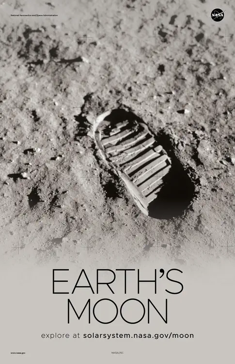 A close-up view of [an astronaut's bootprint](https://solarsystem.nasa.gov/resources/759/close-up-view-of-astronauts-footprint-in-lunar-soil/) in the lunar soil, photographed during the Apollo 11 extravehicular activity on the Moon. Credit: NASA/JSC ⬇️ High resolution PDF [here](https://solarsystem.nasa.gov/system/downloadable_items/1525_Moon_I_PDF.zip)