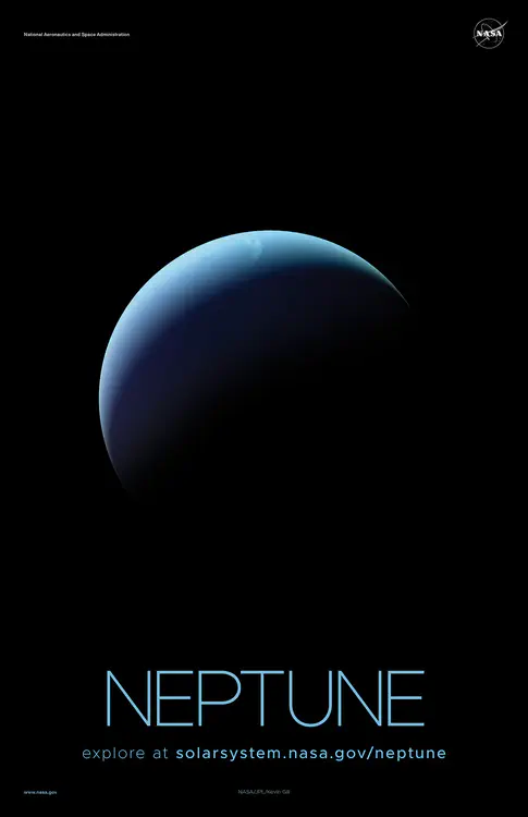 A view of Neptune [from NASA's Voyager 2 spacecraft](https://solarsystem.nasa.gov/resources/842/neptune-august-31-1989/) in 1989. Credit: NASA/JPL/Kevin M. Gill ⬇️ High resolution PDF [here](https://solarsystem.nasa.gov/system/downloadable_items/1489_Neptune_B_PDF.zip)