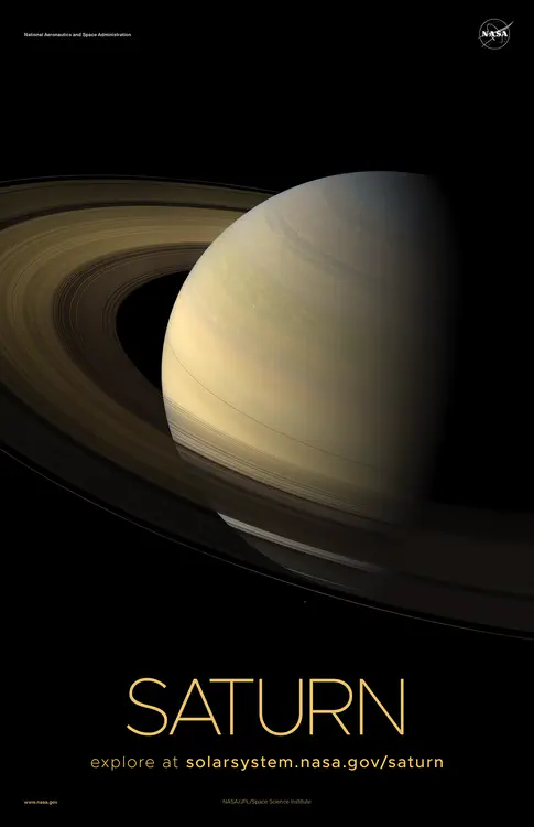 NASA's Cassini spacecraft captured this view of [Saturn during its equinox](https://solarsystem.nasa.gov/resources/658/the-rite-of-spring/) in 2009. Credit: NASA/JPL-Caltech/Space Science Institute ⬇️ High resolution PDF [here](https://solarsystem.nasa.gov/system/downloadable_items/1591_Saturn_C_PDF.zip)