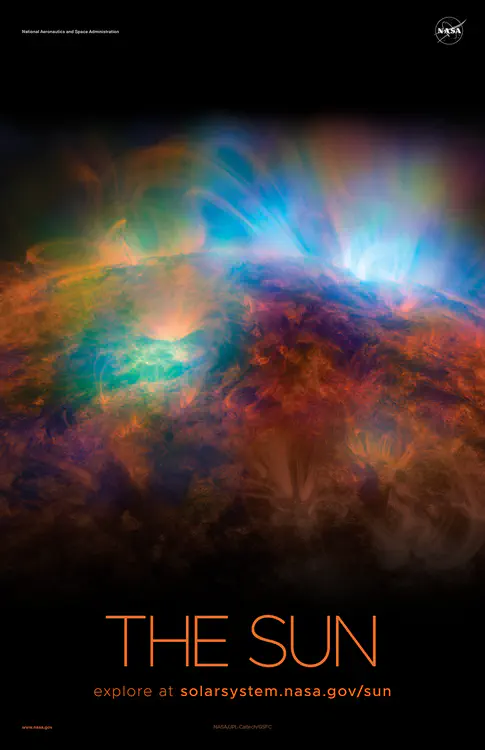 [X-rays stream off the Sun](https://solarsystem.nasa.gov/resources/381/sun-shines-in-high-energy-x-rays/) in this image showing observations by NASA's Nuclear Spectroscopic Telescope Array, or NuSTAR, overlaid on a picture taken by NASA's Solar Dynamics Observatory. Credit: NASA/JPL-Caltech/GSFC ⬇️ High resolution PDF [here](https://solarsystem.nasa.gov/system/downloadable_items/1409_Sun_B_PDF.zip)
