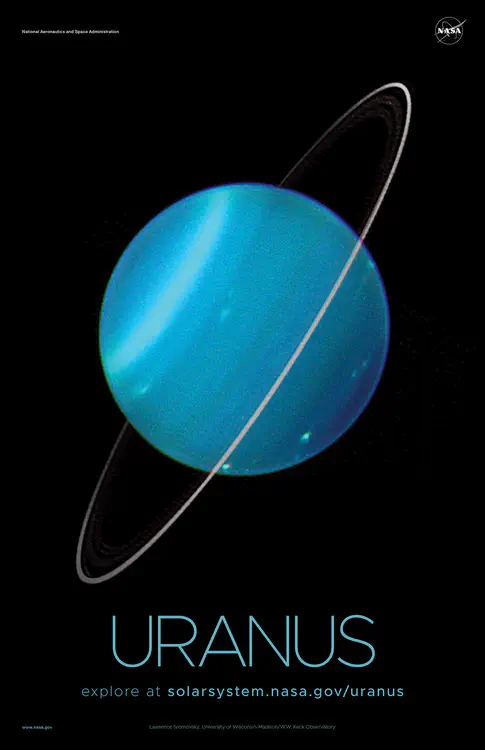 This [infrared composite image of Uranus and its rings](https://solarsystem.nasa.gov/resources/605/keck-telescope-views-of-uranus/) comes from the Keck Telescope. Credit: Lawrence Sromovsky, University of Wisconsin-Madison/W.W. Keck Observatory ⬇️ High resolution PDF [here](https://solarsystem.nasa.gov/system/downloadable_items/1389_Uranus_C_PDF.zip)